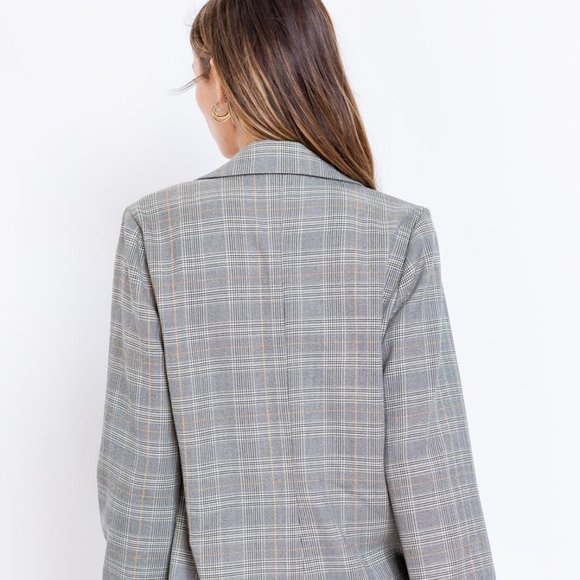 New Gray Plaid Women's Blazer - Picture 11 of 12